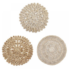 3-Piece Round Woven Placemat Set, Natural Rattan Table Mat 15" Heat-Insulating Non-Slip for Dining Table, Holiday & Christmas
