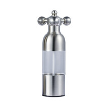 Salt and Pepper Grinder Stainless Steel with Acrylic Window, Adjustable Ceramic Core Manual Pepper Mill