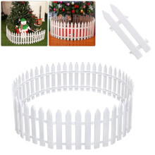 12Pcs Christmas Tree Fences 4.3x11.4Inch White Picket Fence Border Mini Plastic Decorative Fences for Kids, Dogs, Home, Wedding, Fairy Garden Party