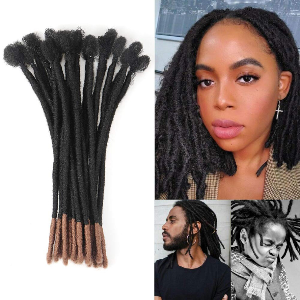 Unisex Brown 12 Inch Ombre Dreadlock Extensions, 20 Strands Handmade Synthetic Soft Locs T30 Natural Look