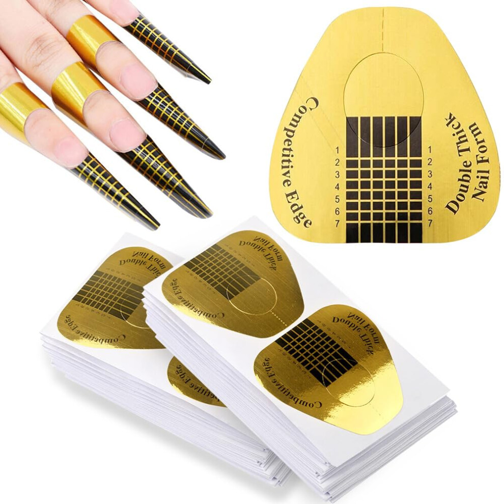 200pcs Square Nail Forms with Strong Adhesive and Printed Length Guide for Acrylic and Gel Extensions