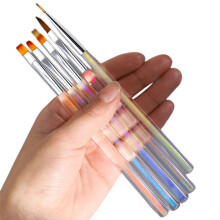 Nail Art Brush Set 5 Pcs Professional Precision Design with Durable Nylon Tips and Rhinestone Handle