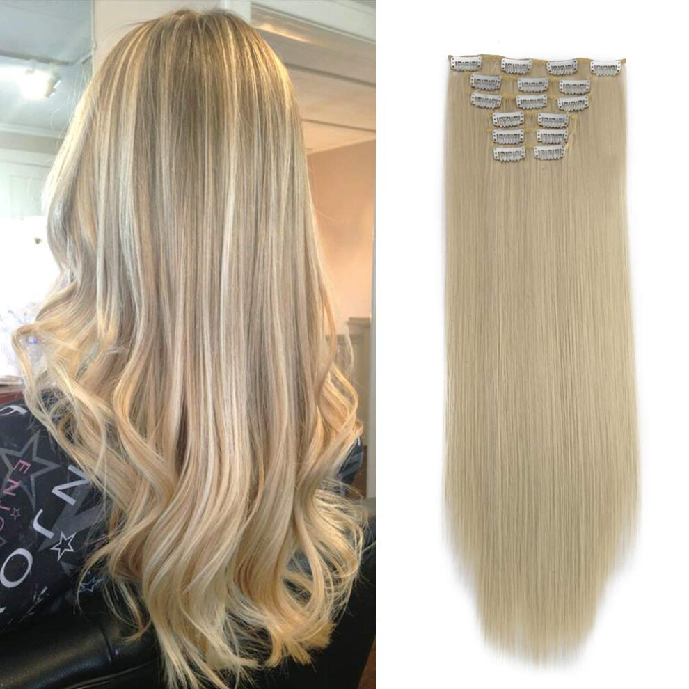 Clip in Hair Extensions Straight Synthetic Full Head 140g 6pcs for Women Girls Color #88