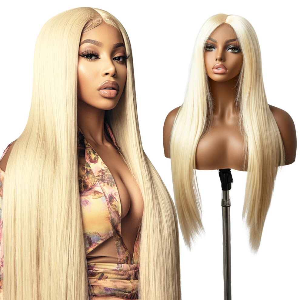 Unisex 20 Inch 613 Blonde Lace Front Wig Brazilian Virgin Hair, 13X4 Hd Straight, Pre Plucked