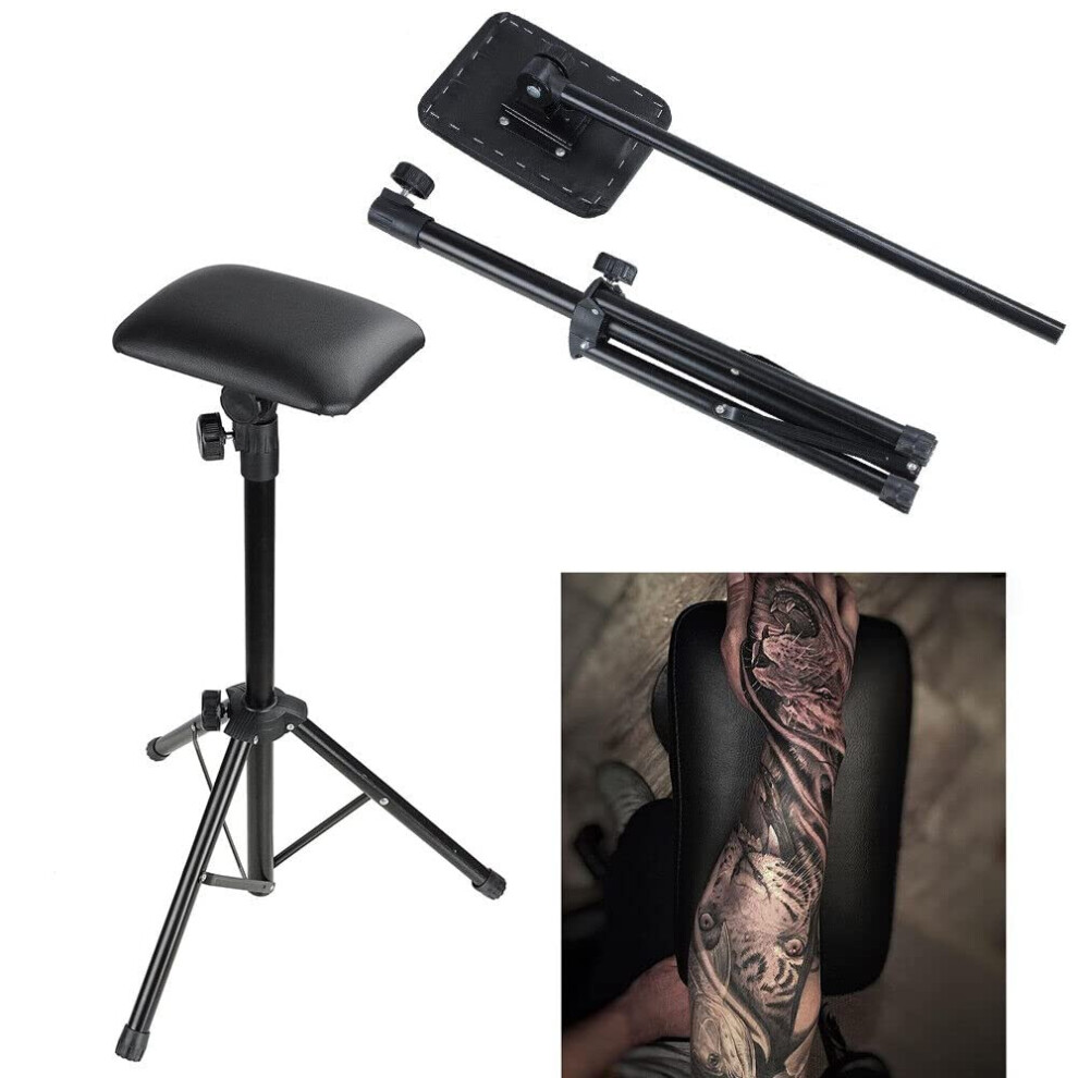 Tattoo Arm Rest Adjustable Height Tripod Stand with Sponge Pad, Foldable Tilt Arm Leg Support for Studio and Salon