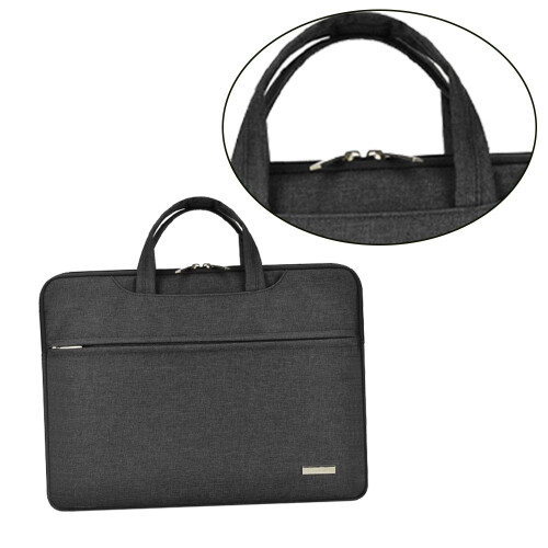 Capa fina para laptop de 11 polegadas, preta, elegante pasta executiva, à prova d'água e resistente a impactos, com espaço extra para 2