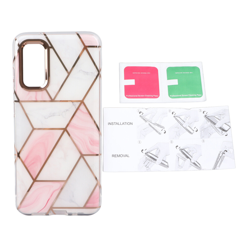 Shockproof Phone Case For Samsung Galaxy S20, Impact Resist Phone Case With Dual Layer Tpu And Pc Construction, Electroplated Marble Design With Pink 9012494397529