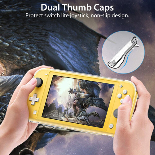 Estojo de transporte portátil, compatível com Nintendo Switch Lite, capa protetora rígida em couro PU resistente a impactos, com vários 2