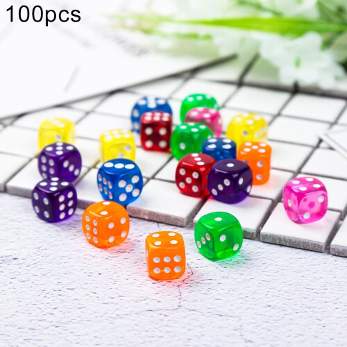 ZTGD100Pcs14mm χρωματιστό διαφανές ακρυλικό παιχνίδι ζάρια κλαμπ μπαρ αξεσουάρ πάρτι 1