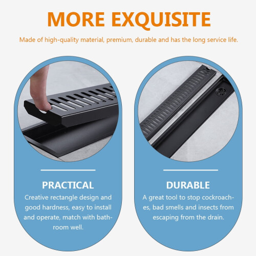 Floor Drain Flooring Filter Bath Decorations Bathroom Shower Grid Rectangular Stainless Steel 1