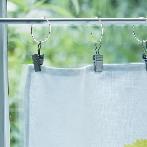 Κουρτινόκρανα 50mm, Στρογγυλά Μεταλλικά Κλιπ για Κουρτίνες & Ράβδους, Ασημί (4 1
