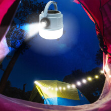 YiFudd Lampă portabilă de camping în aer liber, cu alimentare solară USB, lanternă de camping cu cort, cu 4 moduri de iluminare, IP65, lanternă