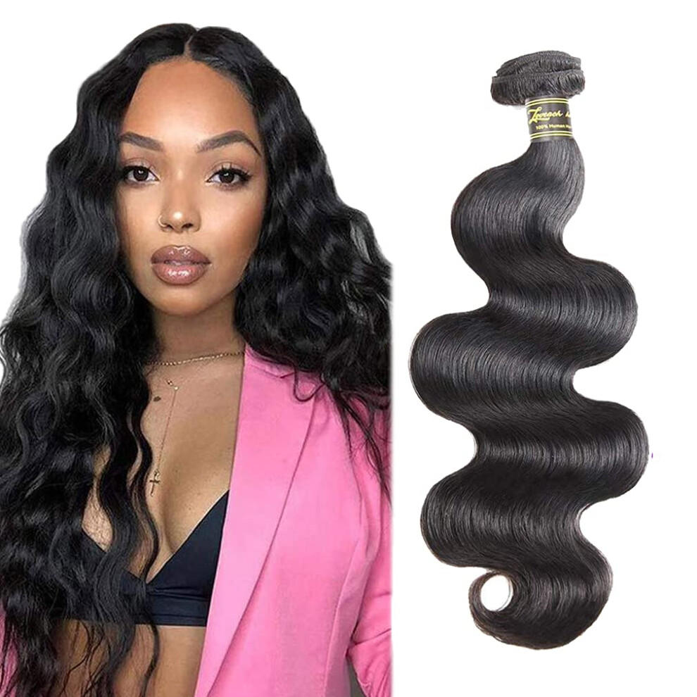 Unisex Brazilian Body Wave Hair Bundle 20 Inch Virgin Remy Human Hair Extensions Natural Color Tangle