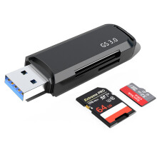 Dual-Slot-Speicherkartenleser, USB 3.2 Gen 1, elegantes Design, schnelle Datenübertragung, LED-Anzeige in der Schutzabdeckung