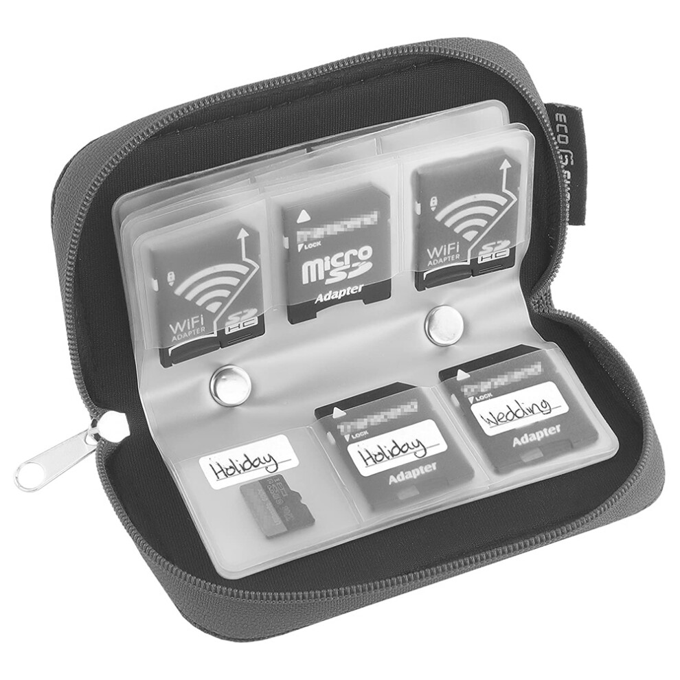 Card Holder For Travel Photographers, Durable Memory Card Case With Customizable Layout And Microfiber Cloth, Compact Design Featuring 22 Slots For Sd 9147006821664