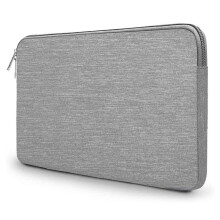 Elegante laptophoes van grijs hennep, slanke en lichtgewicht canvas tas met extra vak, beschermende accessoires voor laptops van 14,1 tot 15,4 inch.