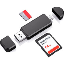 SD-kaartlezer/schrijver voor Android, OTG-functie en supersnelle gegevensoverdracht met 3-in-1-aansluiting, compatibel met smartphones, tablets en