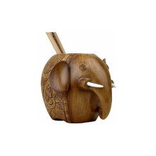 Bureau-organizer van harsmateriaal, houten bureau-organizer voor thuis of op kantoor, artistieke pennenhouder in de vorm van een olifant met een