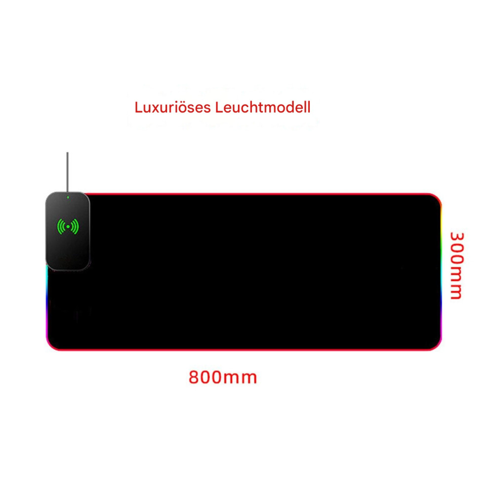 Extra Large Gaming Mouse Pad With Rgb Illumination, Smooth Surface For Gaming Desk Mat Featuring Qi Enabled Charging, Adjustable Modes For Offic Light 9147006971000