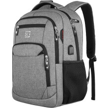 Slitesterk PC-ryggsekk i polyesterstoff, ventilert polstring, tyverisikker design med bagasjestropp og justerbare skulderstropper, USB-ladeport for