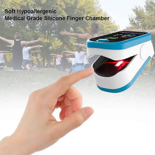 Finger clip oximeter, blood oxygen saturation and pulse measurement