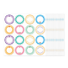 Gift Label Tags, Unique Patterns Mason Jar Lid Labels for Home & Kitchen Organization, Waterproof Write-On Labels, 20 Sheets Bright Colors