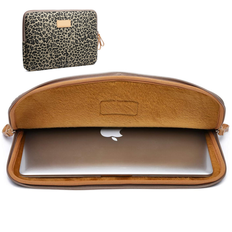 Water-Resistant Sleeve, Stylish Leopard Design For 13 Inch Laptops - Canvas Fabric Slim Waterproof Laptop Cover With Top-Loading Zipper 9176269457709
