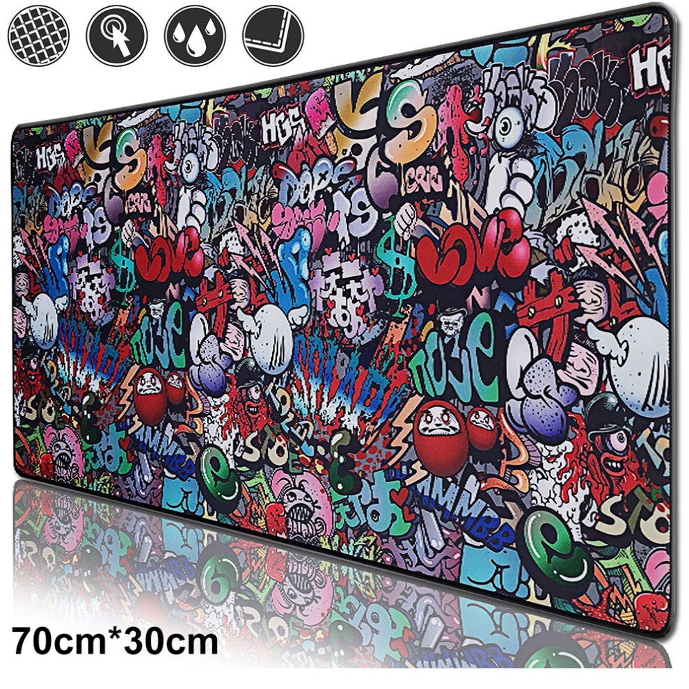 Soft Silk Fluid Fabric Gaming Mouse Pad, Large Size With Doodle Pattern And High-Quality Printing For A Stylish Office Or Gaming Setup 9147006682166