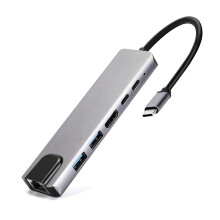 USB C Hub for Laptop Docking Station, Laptop Docking Station with 4K HDMI and RJ45 Ethernet, 6-in-1 Multiport Adapter with USB 3.0 Ports, PD Charging,