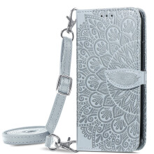 PU-leren portemonneehoesje voor iPhone 14 Max, met standaardfunctie en reliëf mandala-bloemenpatroon, magnetische flip-wallet, kaarthouder en vakje