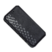Leder-Wallet-Hülle für iPhone 14 Pro, geprägtes Karomuster mit Multifunktionsfächern, Kreditkartenfach, Magnetverschluss, integriertem Ständer
