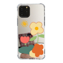Transparant hoesje uit de Symmetry-serie voor iPhone 13 Pro, met leuke patronen en spiegelende sticker, gemaakt van geavanceerd TPU dat niet