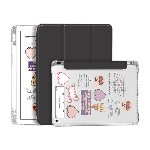 Capa com recorte em relevo, compatível com iPad Pro 2020 (11 polegadas), capa protetora rígida translúcida em policarbonato com suporte triplo