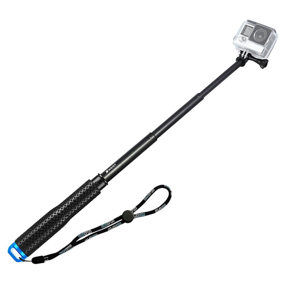 19" Extendable Handheld Selfie Stick Telescoping Pole Aluminum Alloy Monopod For Hero 5/4/3+/3 Sj4000 Sj5000 Sj6000 Action Cameras Black/Blue 9058772068514