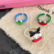 RSAMD Cartoon Funny Big Mouth Ring For Women Girls Open Colorful Design PersonaliJO-A3