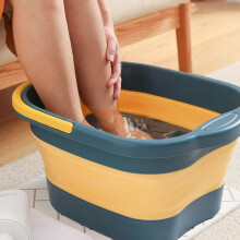 Collapsible Foot Spa Basin with Heat Retention and Massage Rollers, 15L Yellow Foot Soaking Bucket