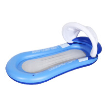 Inflatable Pool Float Lounger with Removable Sun Awning, Foldable Water Bed Chair for Pool Relaxation