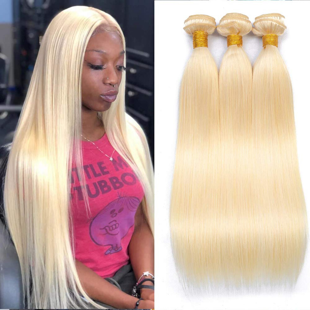 Unisex 613 Blonde Brazilian Body Wave Hair Extensions 26 Inch 9A Virgin Remy Human Hair Bundles