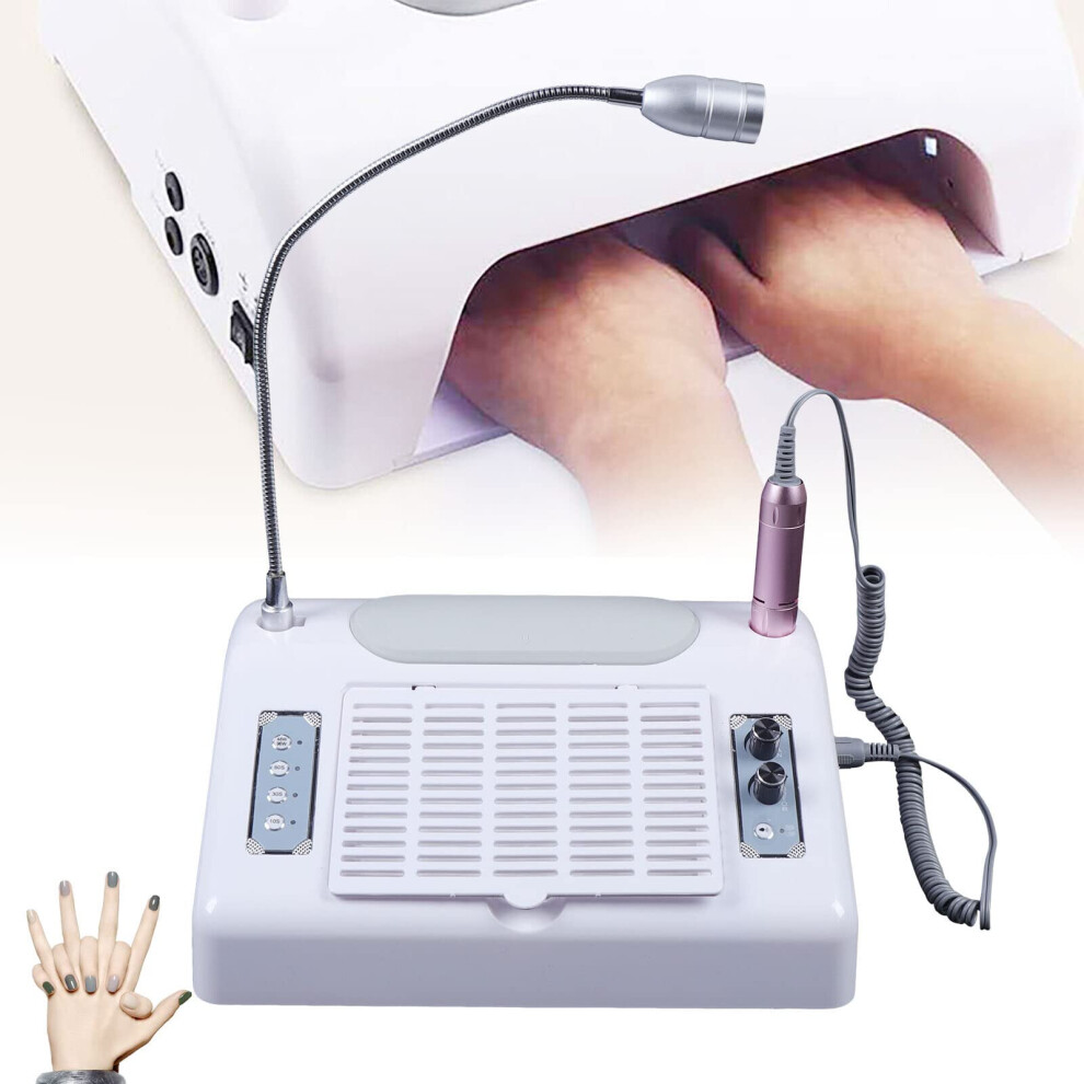 5 in 1 UV LED Nail Lamp Dryer with Nail Drill and Dust Collector, 96W Professional Nail Station