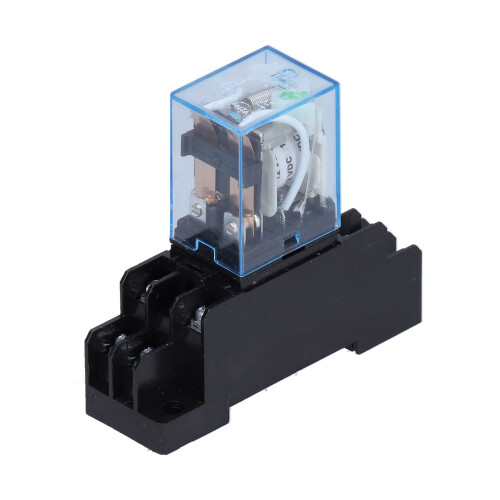 Relais de puissance à usage général électromagnétique DPDT 8 broches avec indicateur LED, embase pour relais de commande industrielle et 1