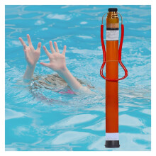 Pool Rescue Hook with Telescopic Fiberglass Pole Visibility Orange Swimming Pool Safety 18ft