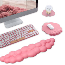 Ergonomische muismat met polssteun, unieke wolkvormige esthetiek, hoogwaardige ondersteuning van traagschuim voor kantoor, laptop, gaming,