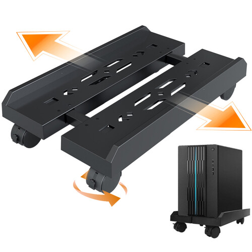 Suporte ventilado para PC, largura ajustável de 7,87 a 11,81 polegadas, suporte móvel para CPU com rodízios traváveis, suporte para CPU sob a
