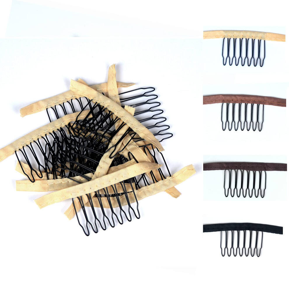 Unisex 32Pcs Stainless Steel 7Teeth Blonde Wig Clips With Cloth Backing For Secure Wig Attachment