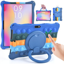 Husă pentru tabletă de 10,1 inch, compatibilitate universală, suport reglabil, material silicon, albastru închis strălucitor
