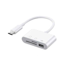 SD-kaartlezer voor iPhone, iPad en Mac, Apple MFi-gecertificeerd, 5-in-1 Micro SD-kaartadapter, plug-and-play zonder app, dubbele aansluiting