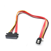 Power and Data Cable for Hard Disk Connection, Male to Female 22 Pin SATA Extension Cable with SATA Serial ATA Compatibility, Supports Down Angled Con