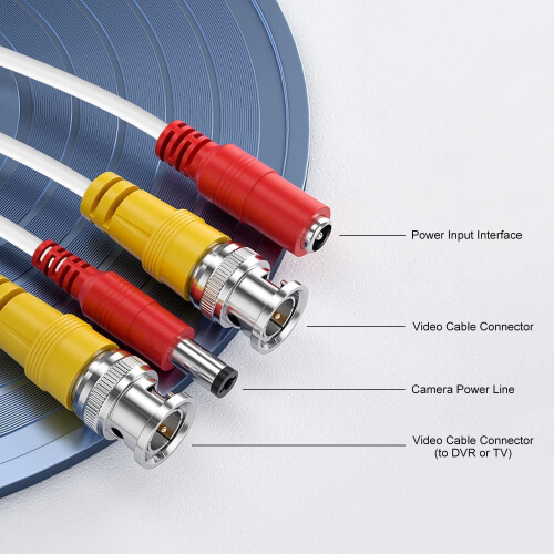 Καλώδιο βίντεο και τροφοδοσίας BNC Plug-and-Play, πλήρως χάλκινο σιαμαίο καλώδιο για 1