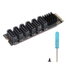 Adaptor cu 5 porturi pentru expansiune SATA 3.0, convertor NVME M-Key PCI Express la M.2 SATA cu chipset ASM1166, placă de extensie hard disk cu