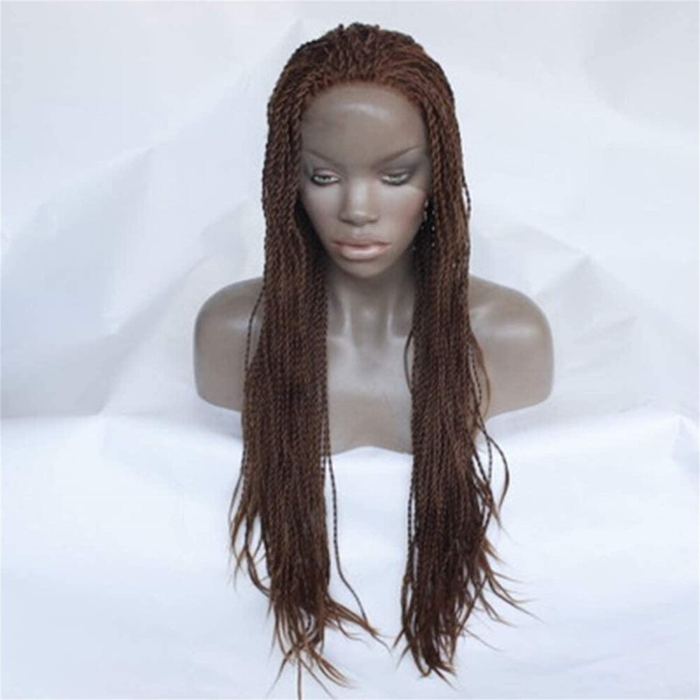 Unisex Long Twisted Braid Lace Front Wig For Women, Heat Resistant Synthetic Handwoven Braided Wig For Daily Cosplay Use